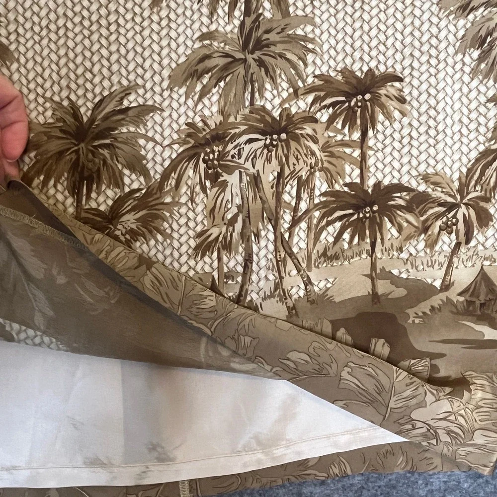Vintage 90s Silk Maxi Skirt 12 Tropical Safari Resort Earthy Old Money Palm Tree